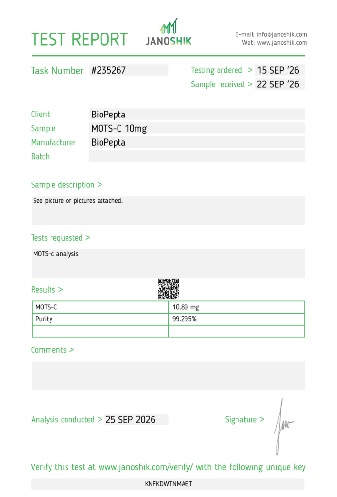 MOTS C BioPepta test
