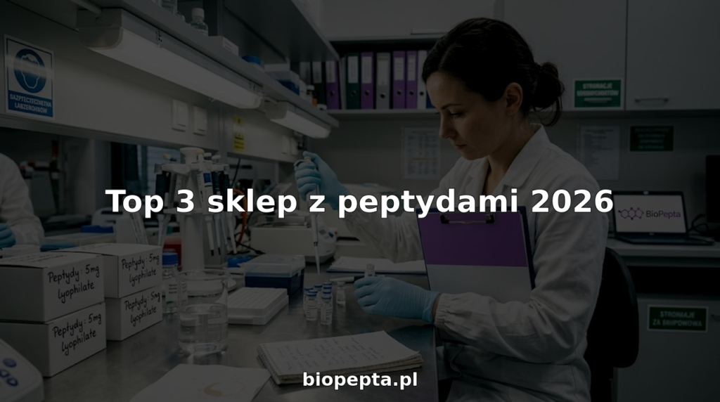 Pracownik laboratorium precyzyjnie odmierzający próbki peptydów w nowoczesnym laboratorium biotechnologicznym.