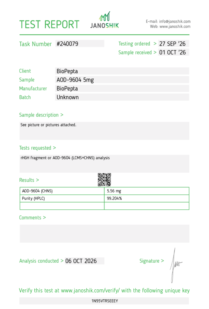 AOD-9604 test BioPepta
